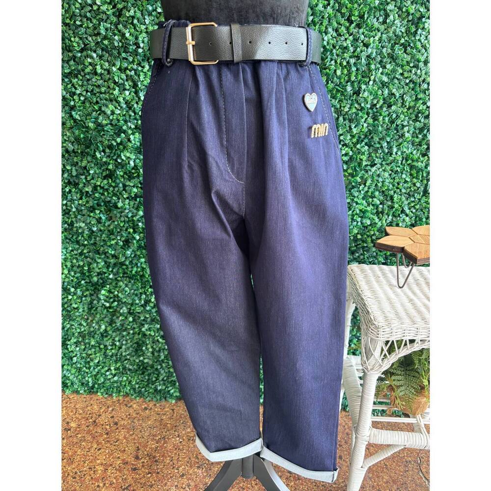 NEW AQRL women's tied up in style pant in dark denim